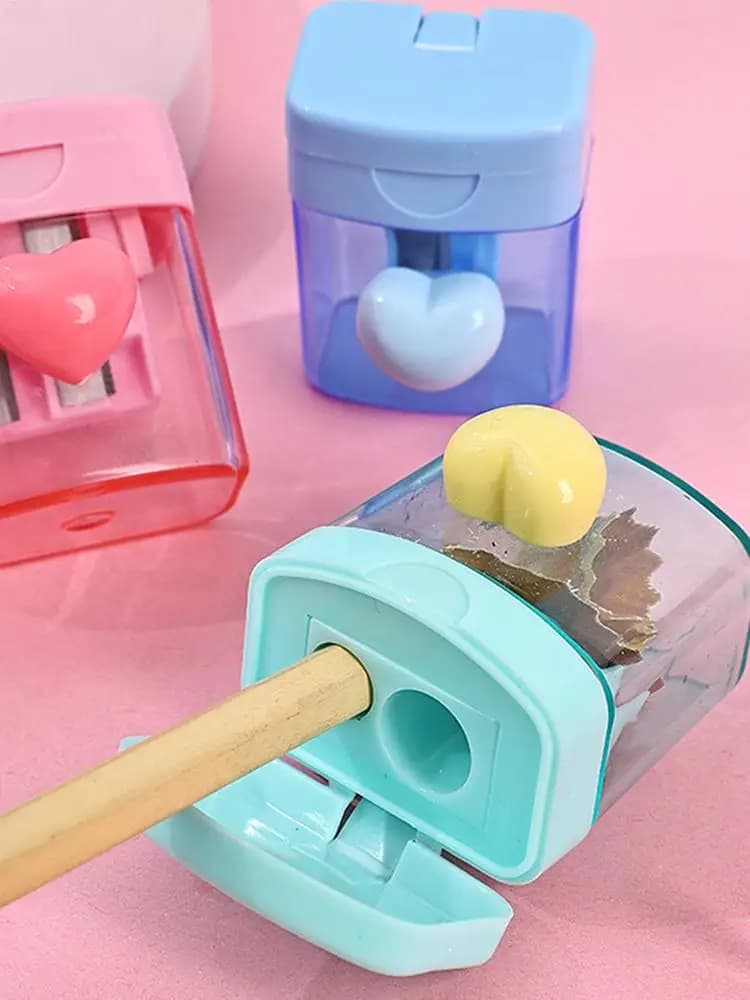 Cartoon Pencil Sharpener Double Hole Pencil Cutter Tool Pencil Sharpening Tool Student Stationery Simple School Office Supplies