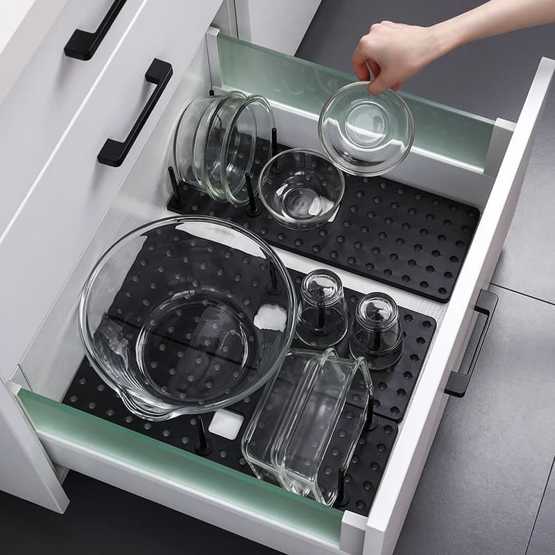 Kitchen Organizer Dish Drying Rack Telescopic Plate Bowl Stand Storage Drawer Adjustable Holder Drain Shelf Home Accessories