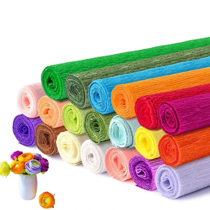 Crinkled Crepe Paper Flower Kit 20Color 250x50cm Diy Paper Streamer Scrapbooking Origami Craft Party Decoration Packing Material