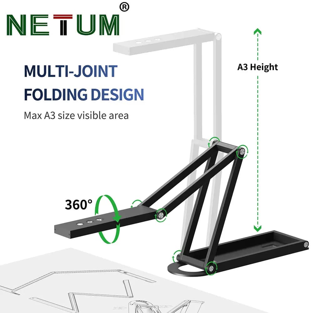 NETUM Document Scanner & Webcam 4K with Microphone, USB Visualiser, AutoFocus,Fold for Windows - Remote Teaching & Live Demo