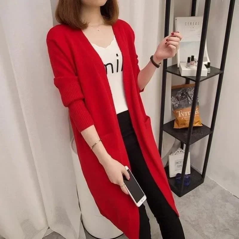 Outerwear Cardigan for Women Coat Knitted Sweater Woman V Neck Solid Fall 2025 Harajuku Casual Attractive Youth Hot Fashion Y2k