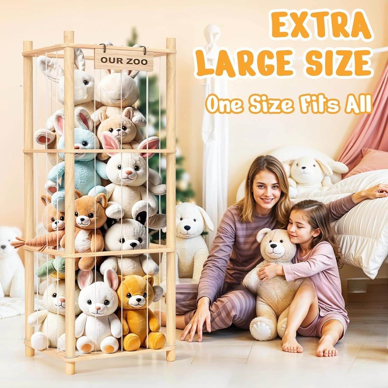 Stuffed Animal Storage & Organizer, Holder for Toys, To Assemble, Ideal for Bedroom and Doll Storage, Black Friday Deals