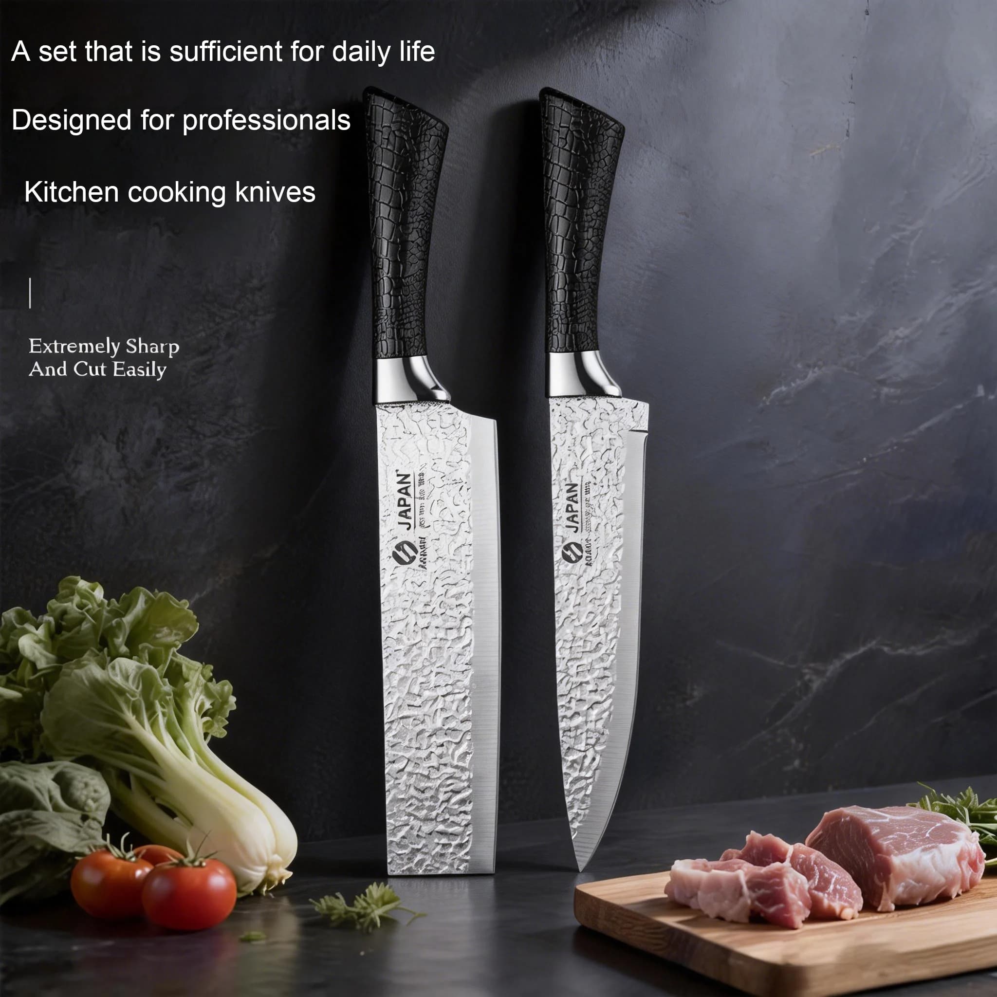 Kitchen knife forged from stainless steel, Japanese-style. Kitchen accessories suitable for chefs for cutting meat and fruits