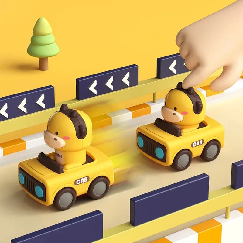 Cartoon Figure Friction Toy Cars, No Battery Push & Go Sliding Vehicles for Kids Age 1-3, Fun Baby Toys for Fine Motor Skills