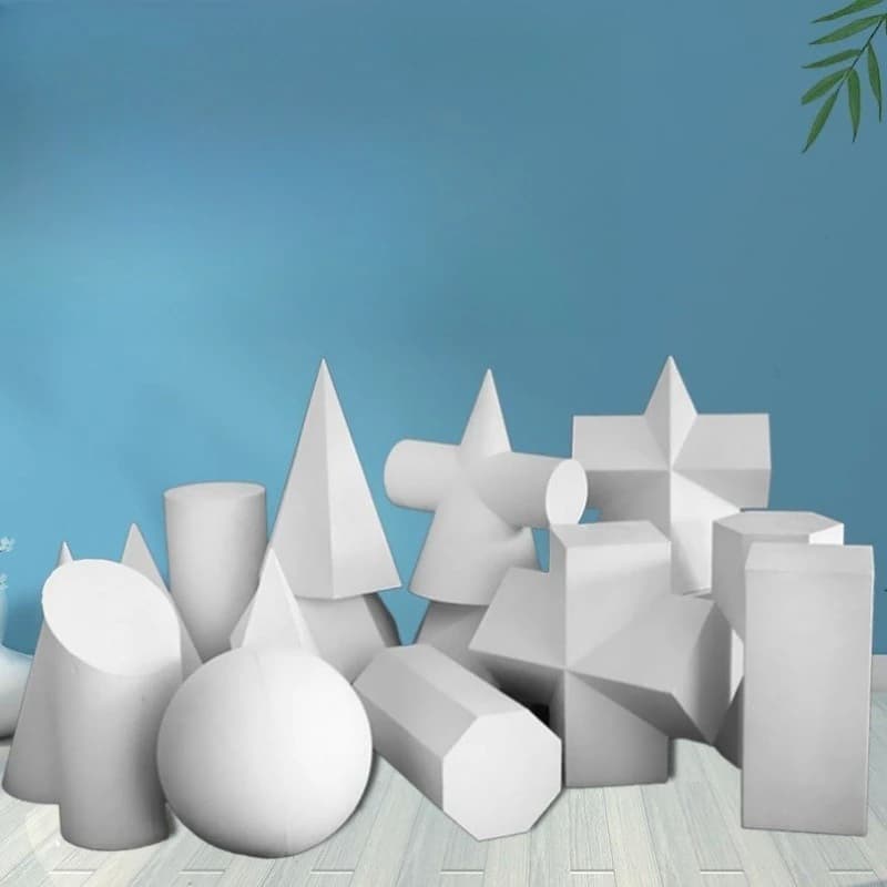 Plaster Geometric Shapes Set Sphere Cone Cube Cylinder Pyramid Geometry Model for Sketching Drawing Art Studio Supplies