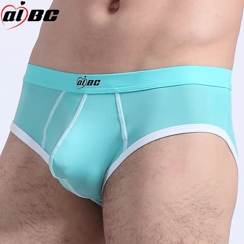 Men Underwear Briefs Intimates Low Waist Seamless U Pouch Wide Anti Rolling High Elastic Ice Silk Loungewear Casual Home Wear