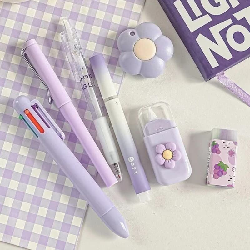 7pcs/set Cream Color Cute Stationery Set Office Supplies School Student Gift Kawaii Writing Supplies