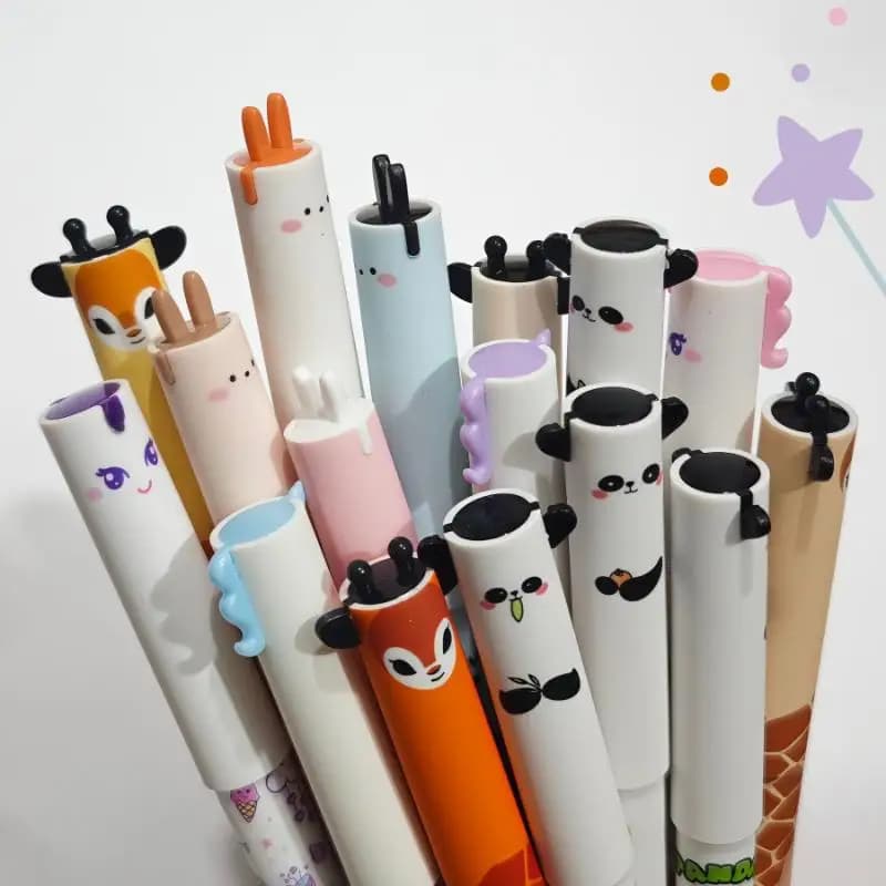 6/8/10Pcs Cute Writing Tools Animal-Shaped Erasable Pens For Journaling Writing Office Supplies Gift Ideas Office Stationery