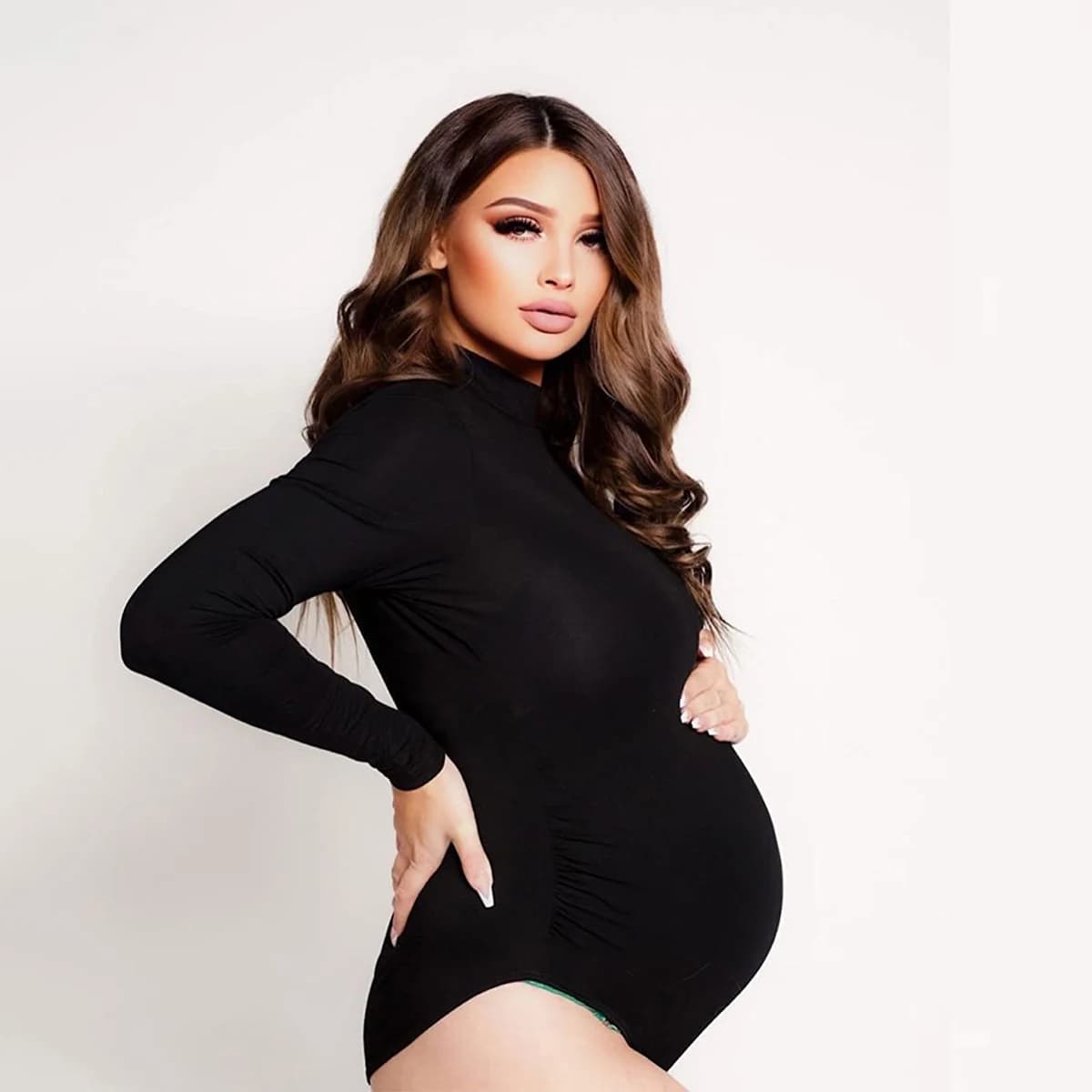 Maternity Bodysuit Pregnant Long Sleeve Stretchy Sexy Tight Bodycon Women's Photography Clothing Large Size