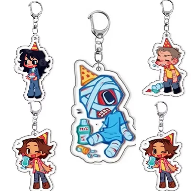 Gifts Accessories Adventure Game Mouthwashing Chibis Keychain Anya ‌Jimmy‌ Curly Sallyface Key Chain Bag Keyrings Jewelry Gamer