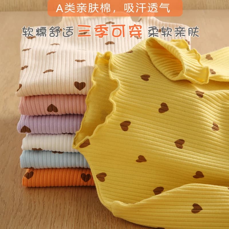 Girls' Base Shirt Spring Clothing 100% Cotton Children'S Long-Sleeved T-Shirt Autumn 1-7 Years Old Kids Casual Top For Home Wear