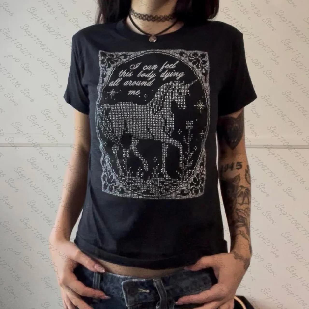 Cute Girls Tees Tops Aesthetic Graphic Tees Tops Y2k Style Women Clothing Streetwear Harajuku Printing Sexy T-shirts Summer 90s