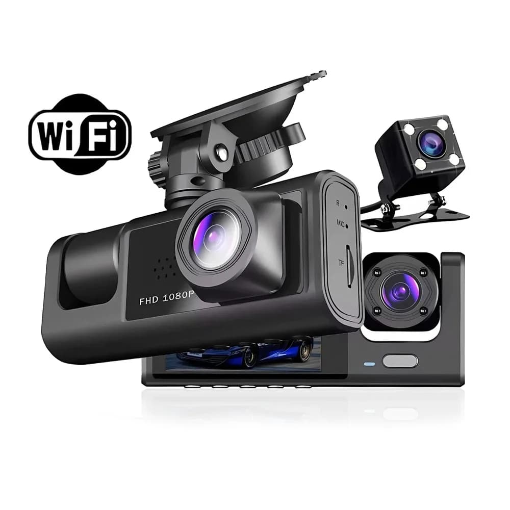 Dash Cam for Cars 1080P Dual Camera, Front & Inside & Rear, Car Camera with IR Night Vision, Loop Recording, Wide Angle Car DVR