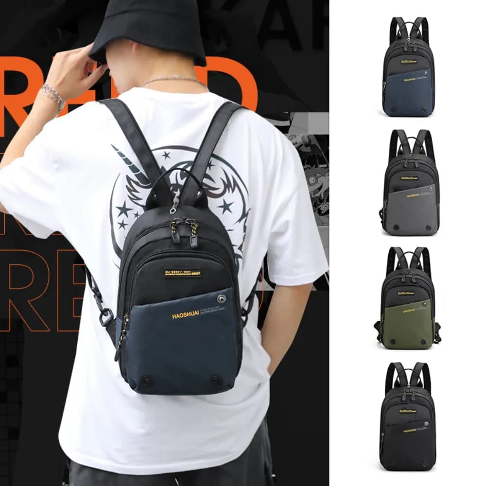 Men Small Backpack Rucksack Messenger Cross Body Chest Bags Multi-purpose Military Travel Nylon Male Fashion Daypack Knapsack