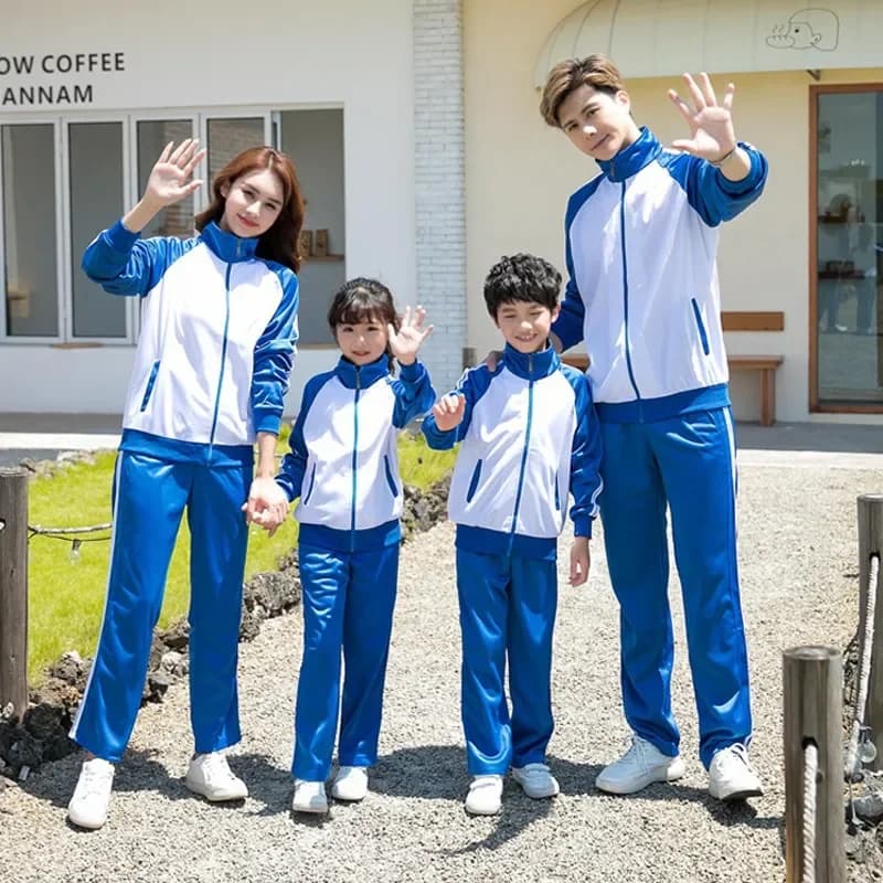 School Uniform Sports Kit Photography Outfit For Middle And High School Students Blue And White Blazer Jeans Sweatshirt