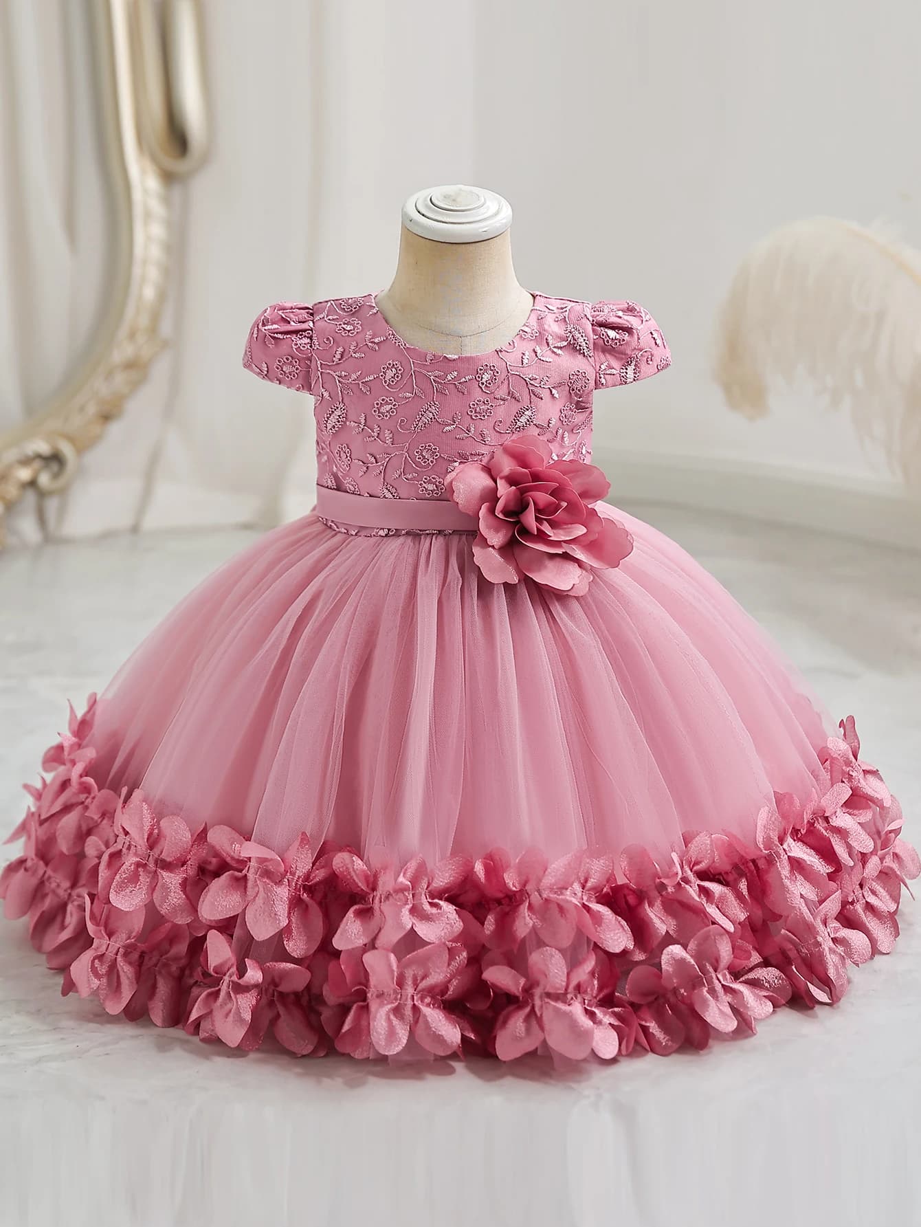 Girls' performance dress three-dimensional lace princess dress Festival fluffy skirt gauze dress dress dress dress flower girl d