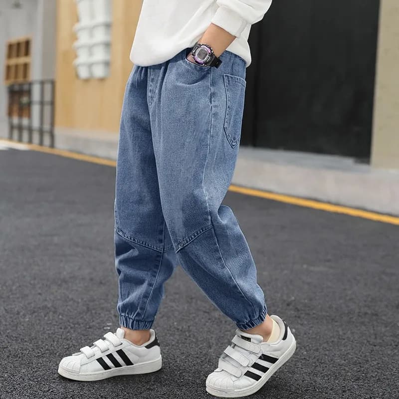 Boys Denim Pants Elastic Waist Trousers Fashion Spring Autumn Teenager Kids Boy Jeans New Sports Casual Clothes 2-12 Years