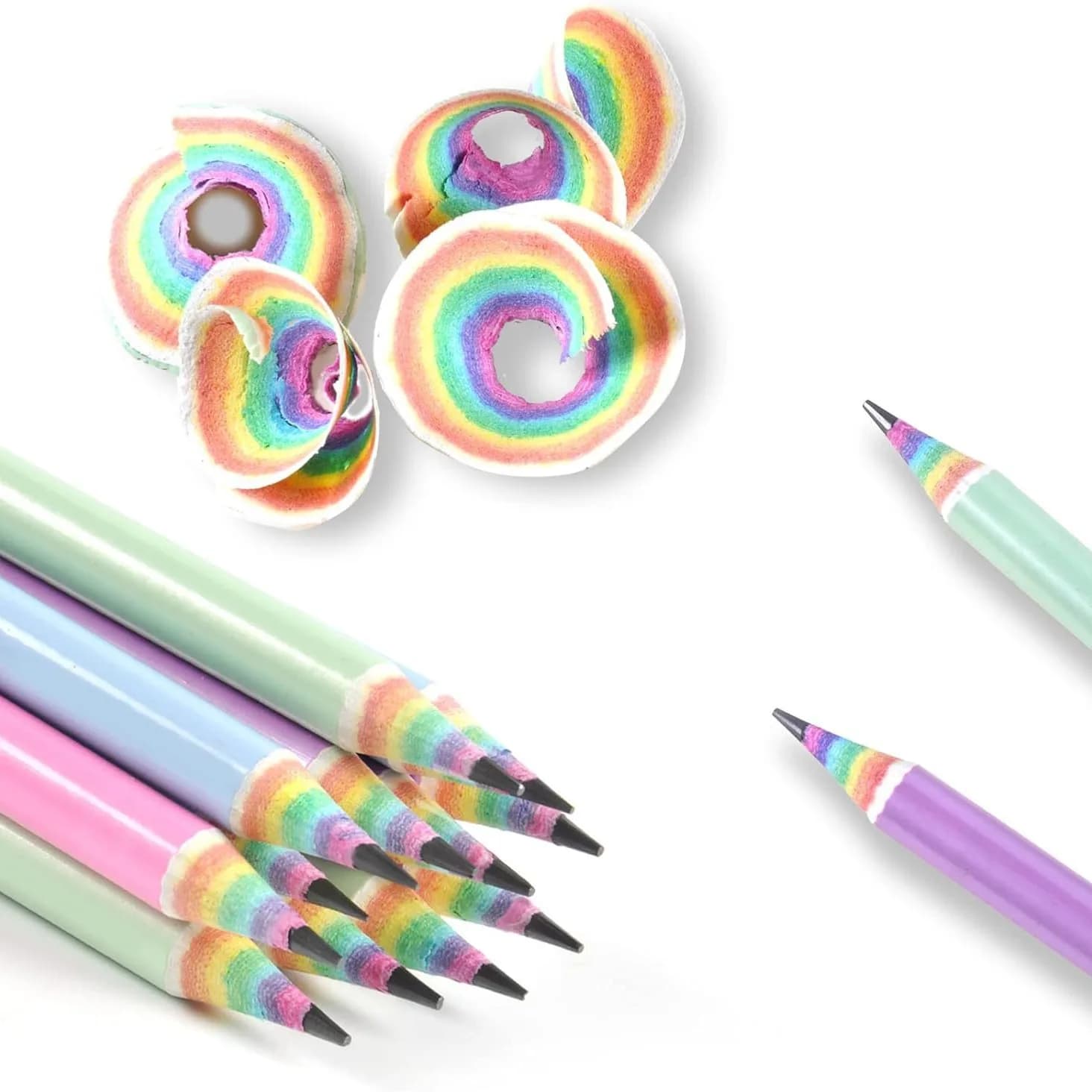 6-8pcs/set Rainbow Paper Pencil HB Environmentally Friendly for Creative Simplefor Writing and Painting Pencil School Stationery