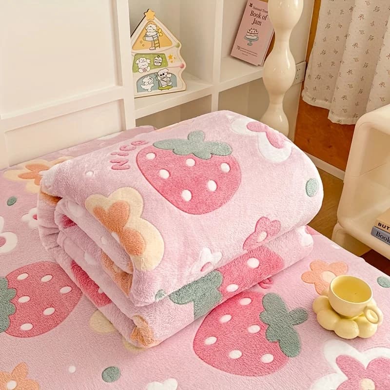 1 piece floral print soft flannel blanket – suitable for use on beds, sofas,suitable for all seasons.