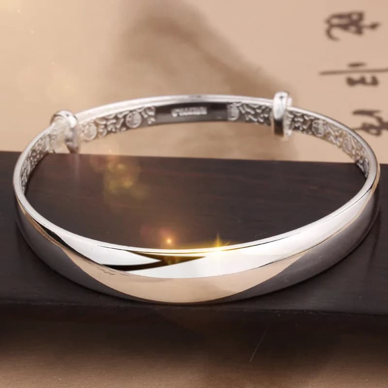 Hot Sale Fashion 925 Sterling Silver Round Bracelet Bangles Trendy Simple Big Bangle for Women Jewelry Gift