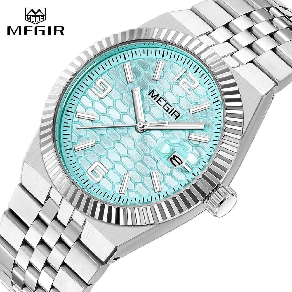 MEGIR New Quartz Watch for Men  Luxury Brand Stainlss Steel Date Man Wristwatch Fashion Waterproof Clock Original Mens Watches