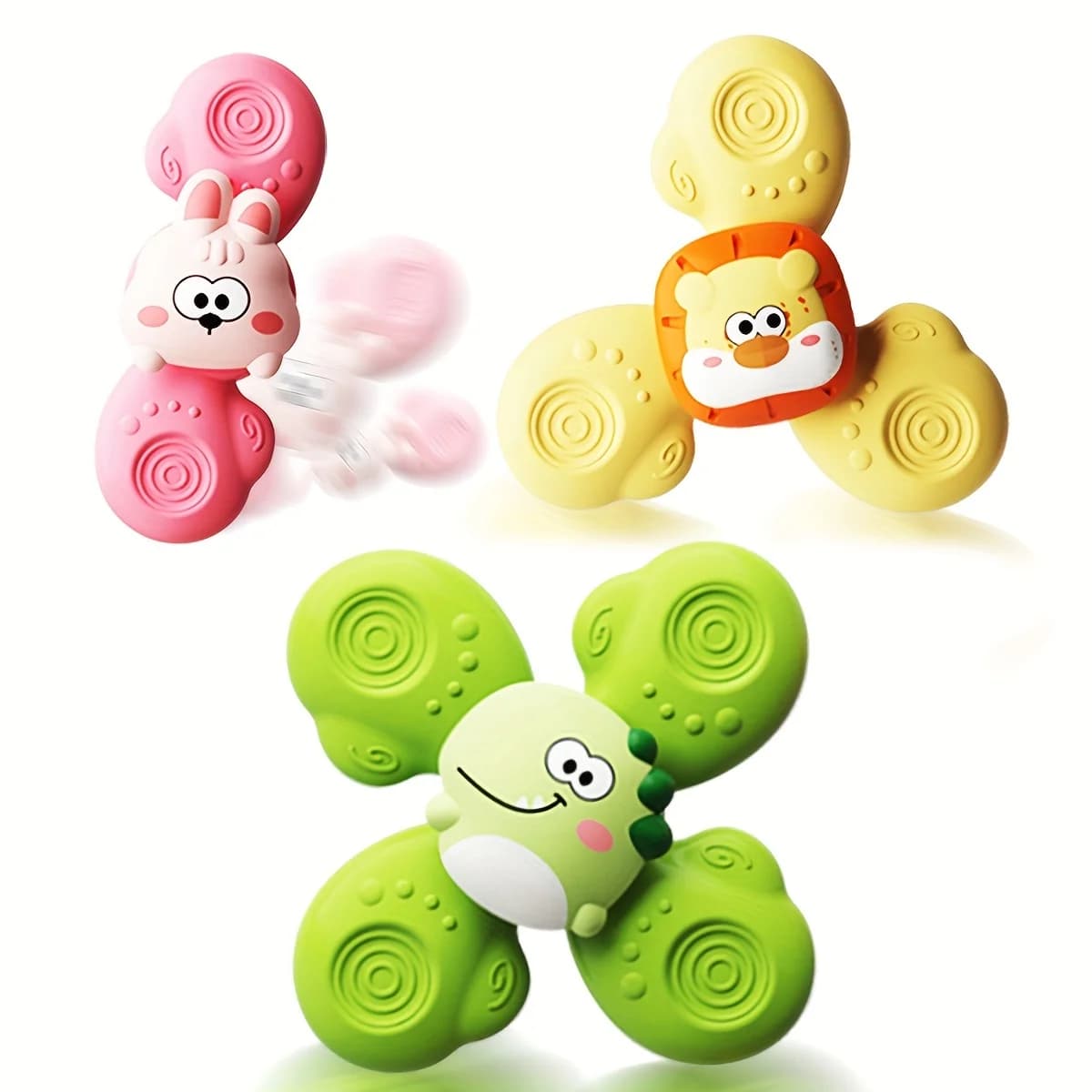 3pcs Suction Cup Spinning Top Toys, Suction Spinner Toys For Babies, Window Suction Toys For Baby High Chair Tray Bath Table Air