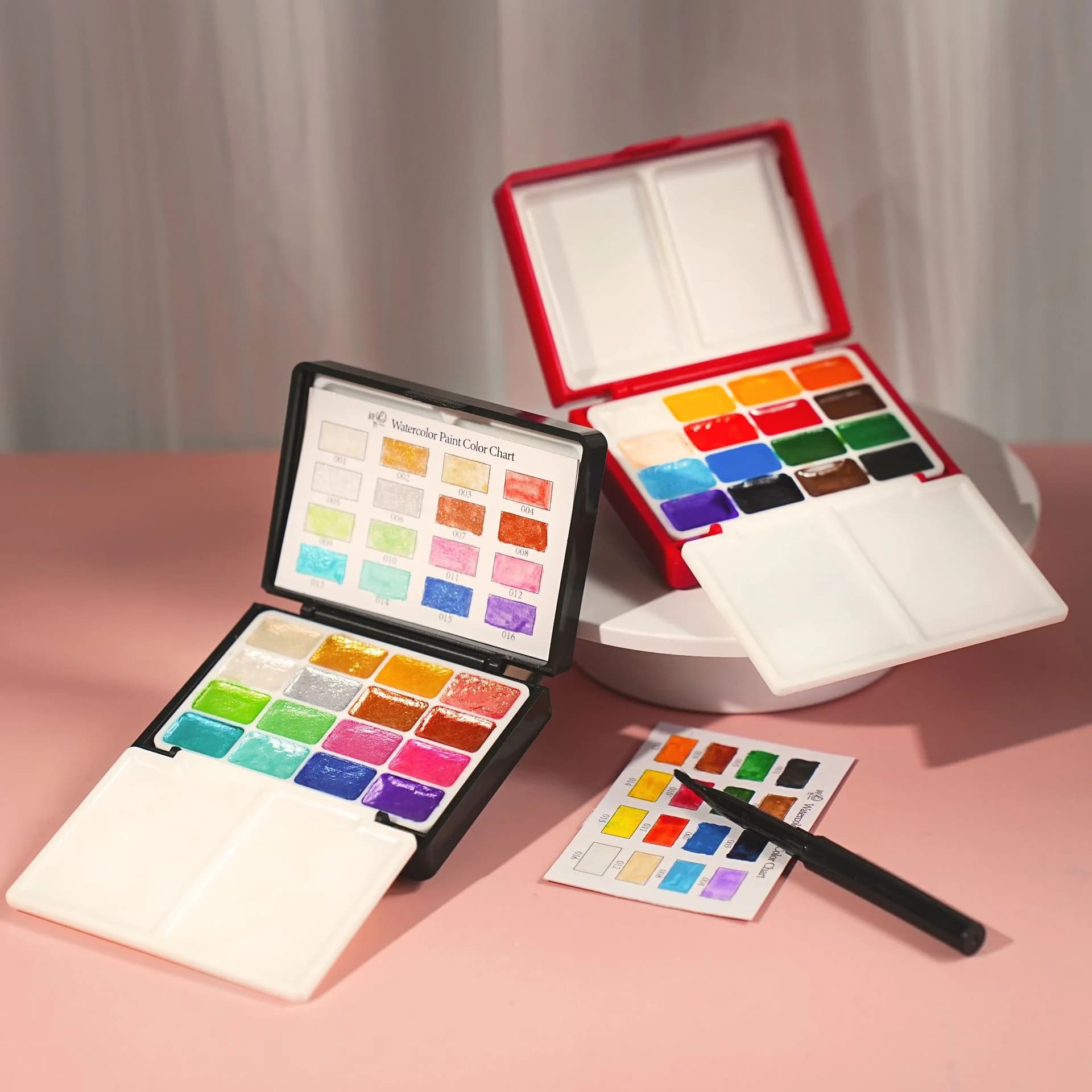 32 Colors Pearlescent Solid Watercolor Paint Set Portable Palette Box DIY Art Supplies for Design, Sketch & Painting