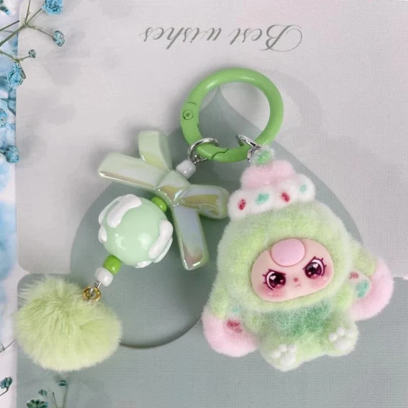 Cute Baby Three Years Doll Keychains Flocking Doll Keyring Backpack Bag Pendants Key Accessories Kids Favors Party Small Gifts