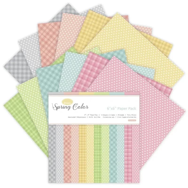 12 Sheets Spring Colors Craft Paper Pads Cutting Dies Art Background Origami Scrapbooking Card Making