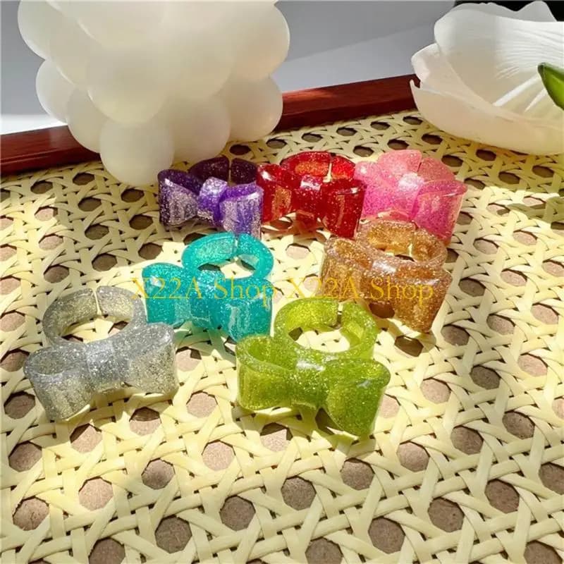 Unique Acrylic Rings Trendy Rings Colorful Bow Rings Jewelry Stackable Open Rings