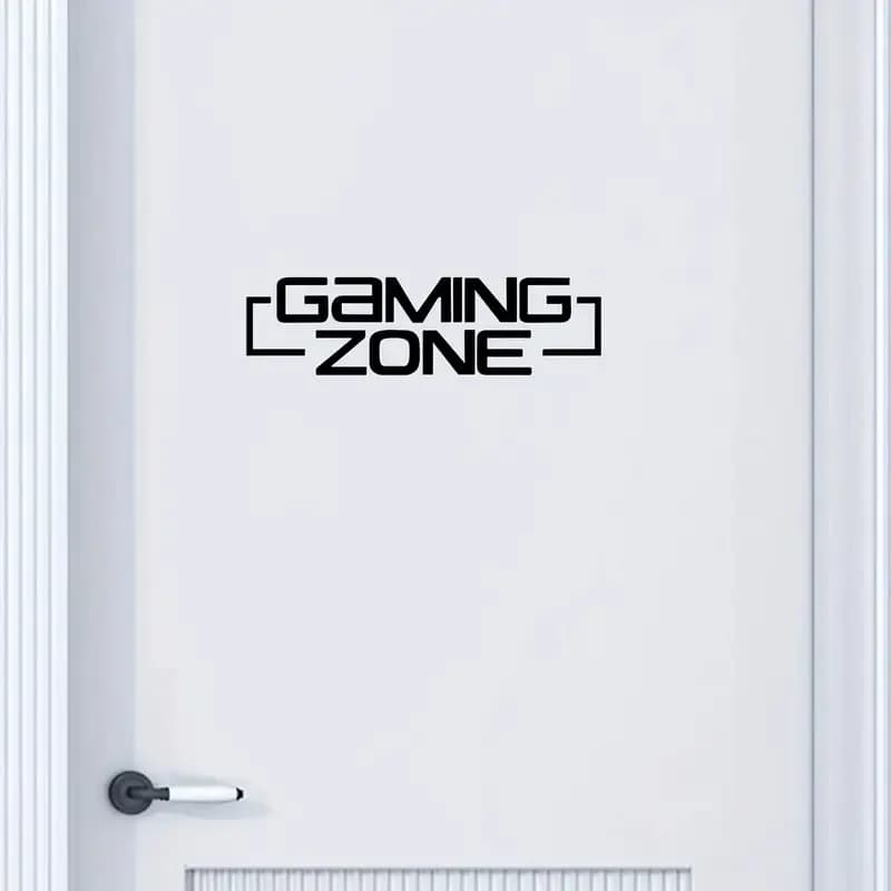 Gaming Zone Decor - Bold "GAMING ZONE" Text, Modern Gaming Room Decoration - Self-Adhesive Vinyl Stickers for Windows, Doors, Wa