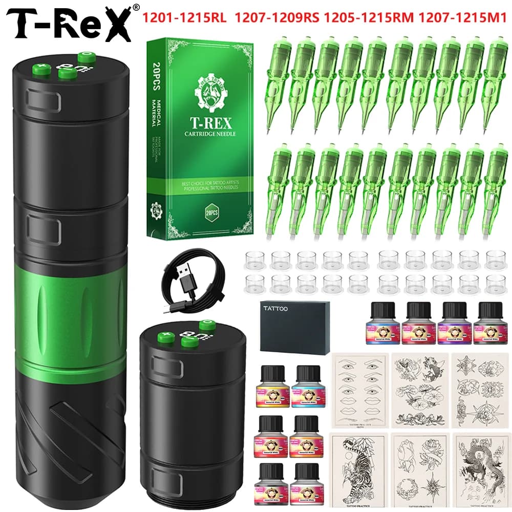Tattoo Kit T-Rex Rotating Tattoo Machine Wireless Tattoo Machine Pen LED Digital Display 3.5mm Stroke Tattoo Power Tattoo Kit