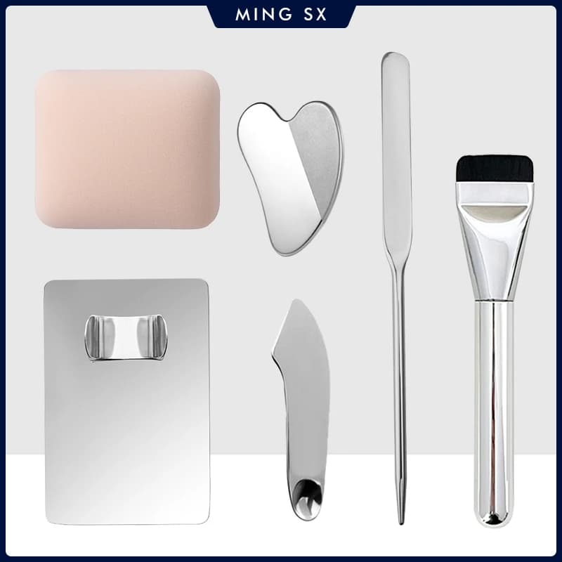 3/4/5/6 PCS Makeup Foundation Brush Lipstick Eye Shadow Mixing Palette Stainless Steel with Spatula Rod Color Stick Beauty Tools