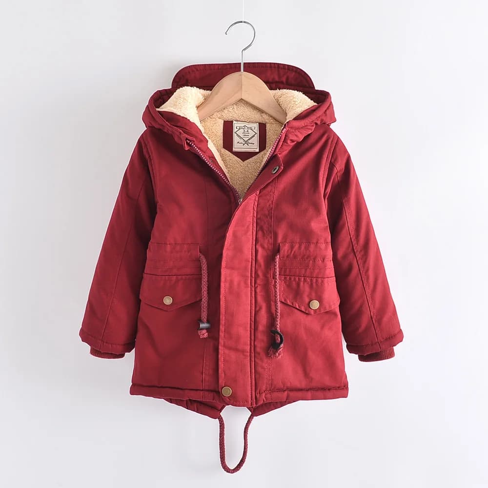 Boys Coats Autumn Winter Fashion Hooded Fur Children's Plus Velvet Warming Cotton Outerwear For Kids Jacket 5-14 Years
