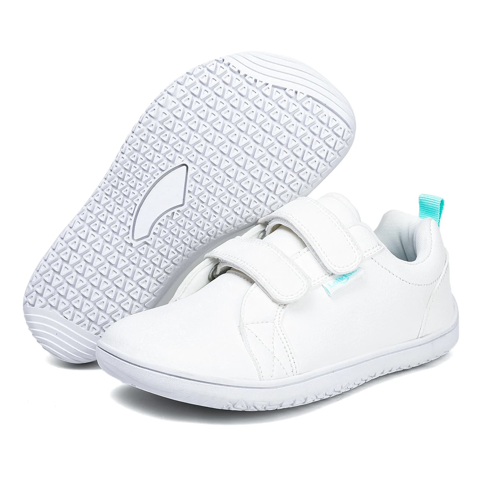 Kids Barefoot Shoes Boys Girls Wide Toe Minimalist Fashion Sneakers Lightweight Hook Loop Artificial Leather Walking Flats