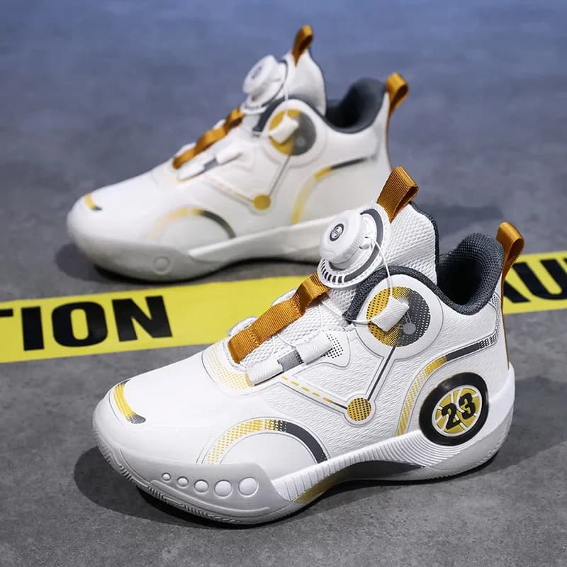 Boys' Basketball Training Shoes Hot Sale Of The Season Spring Autumn Anti-slip Rotating Button Running Shoes for Children And Tw
