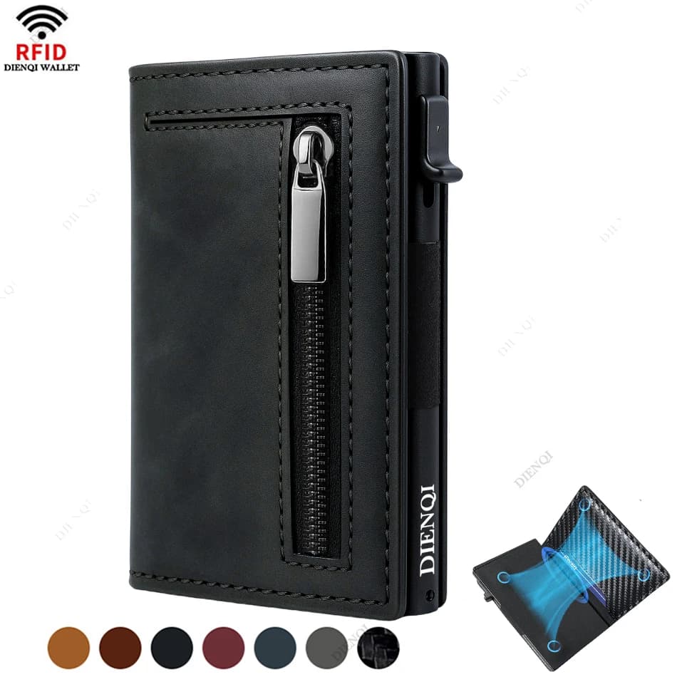 Rfid Credit Card HolderMen Wallets Luxury Money Bag Purse Metal Aluminium Slim Thin Small Smart Minimalistic Wallets for Men