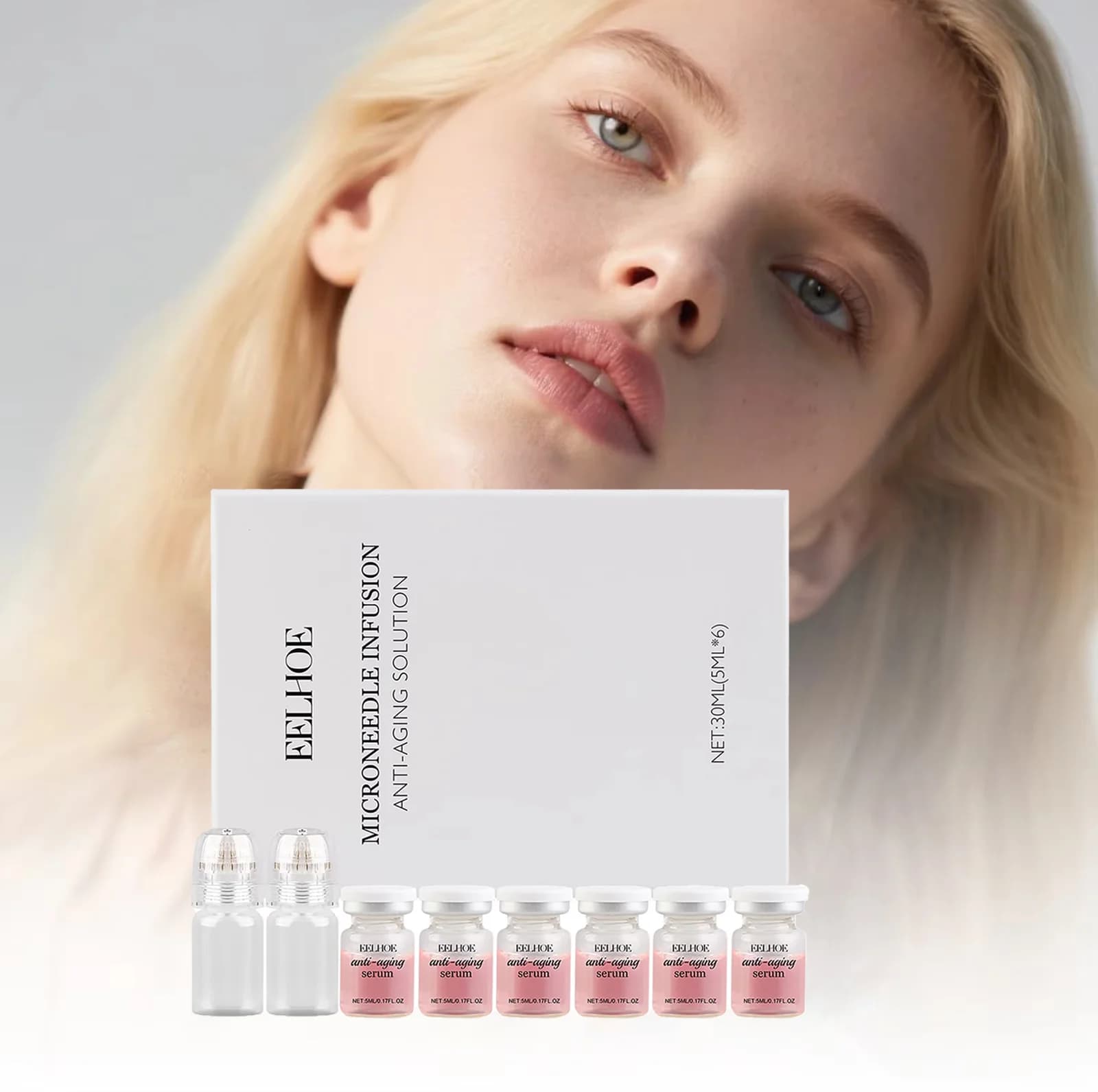 2 Tools + 6 Bottles Korean Skin Care Kit Moisturizing Renewal Firming Anti-Fine Lines Hydrating Facial Essence Daily Beauty Set