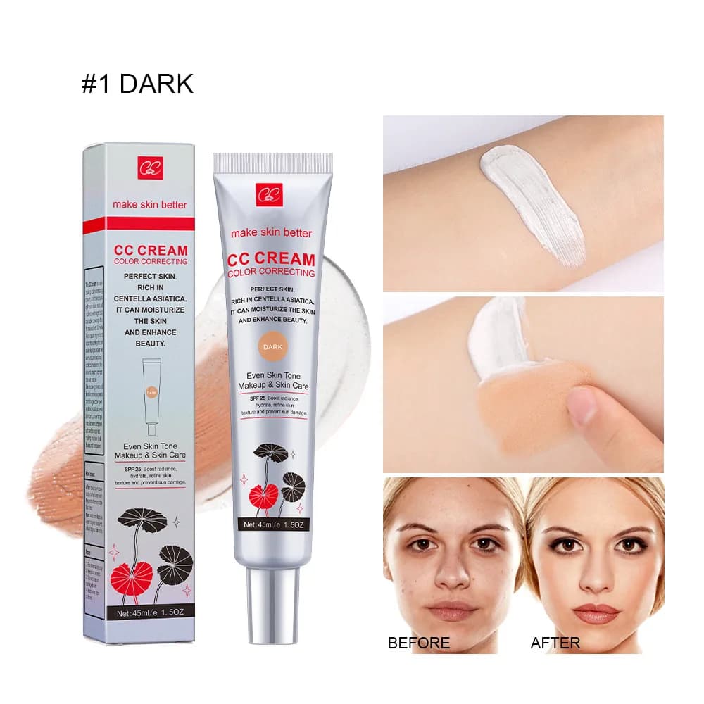 Centella Asiatica CC Cream Moisturizing Concealing Long Lasting No Cakey Hydrating Makeup Base CC Cream For Daily Face Makeup