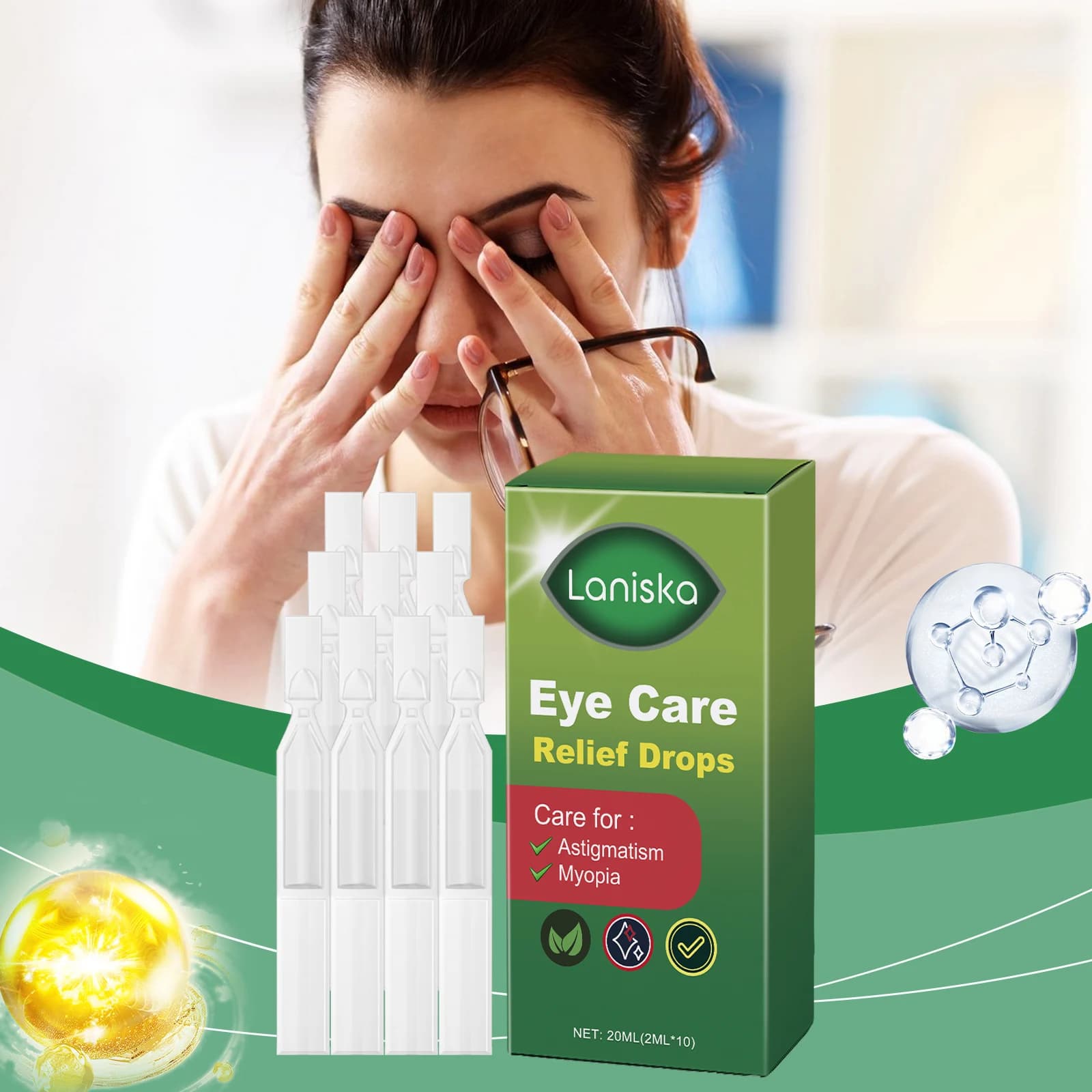 Eye Care Eye Drops for Relieving Eye Fatigue, Effectively Reducing Discomfort from Prolonged Use, Moisturizing Eye Drops
