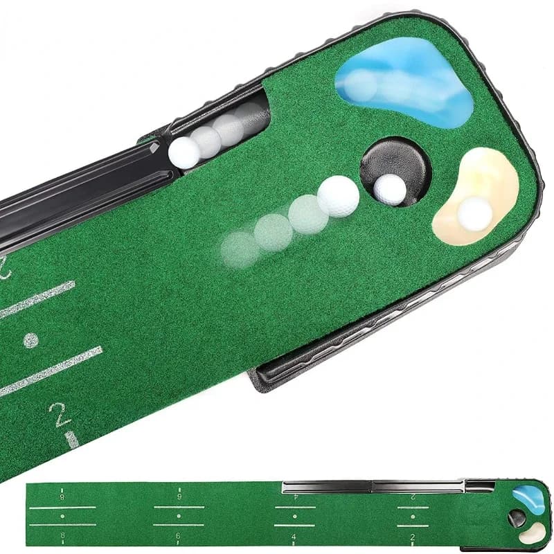 Golf Indoor Putting Mat Putter Trainer Green Carpet Practice Set Ball Return Mats PM005