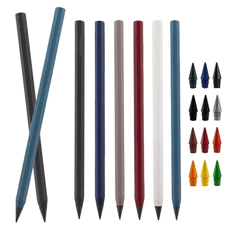 All Metal Eternal Pencil HB Lead Core New Technology Unlimited Writing Eternal Painting Supplies Novelty Stationery