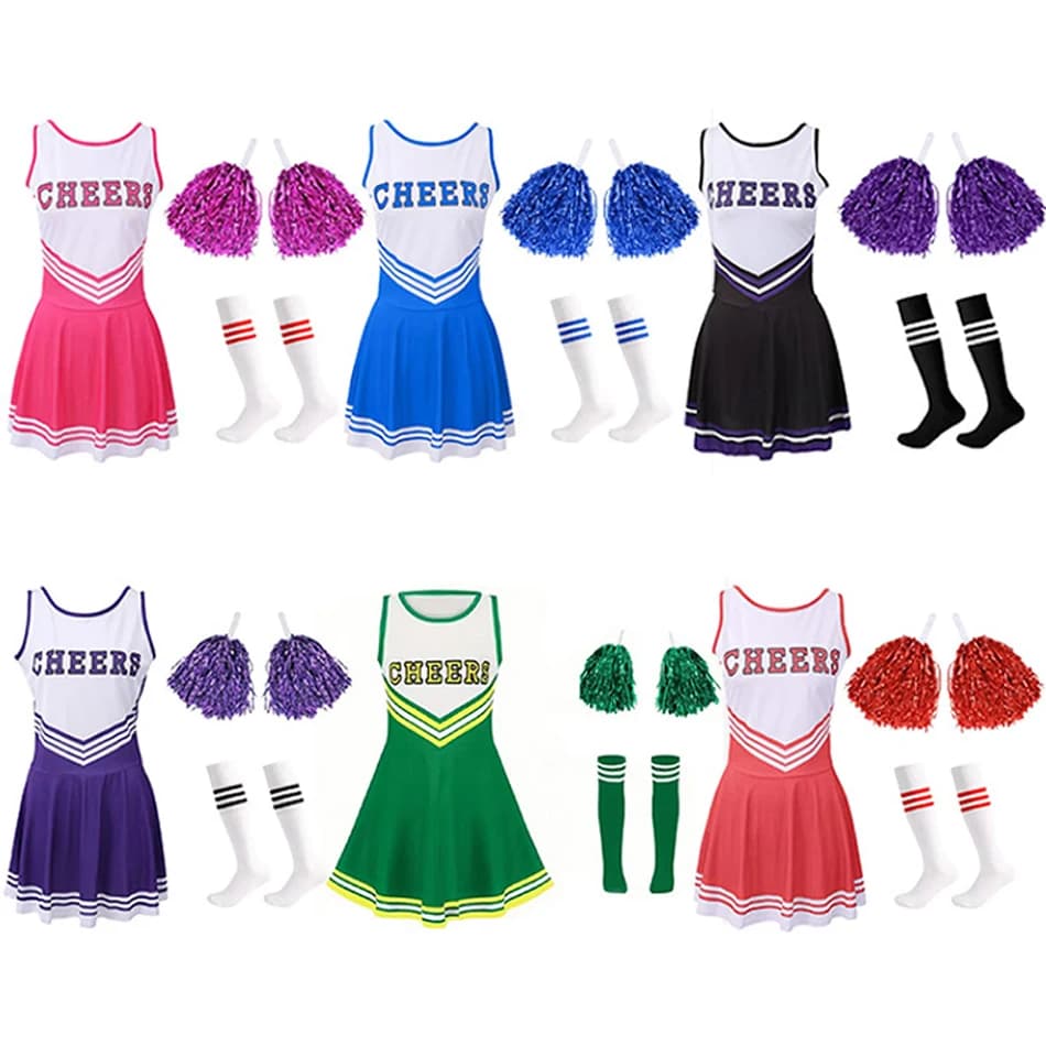 Family Matching Dress Cheerleaders Performance Uniforms Outfits Girls Kids Cheerleading Socks Sets Women Cheering Team Costumes