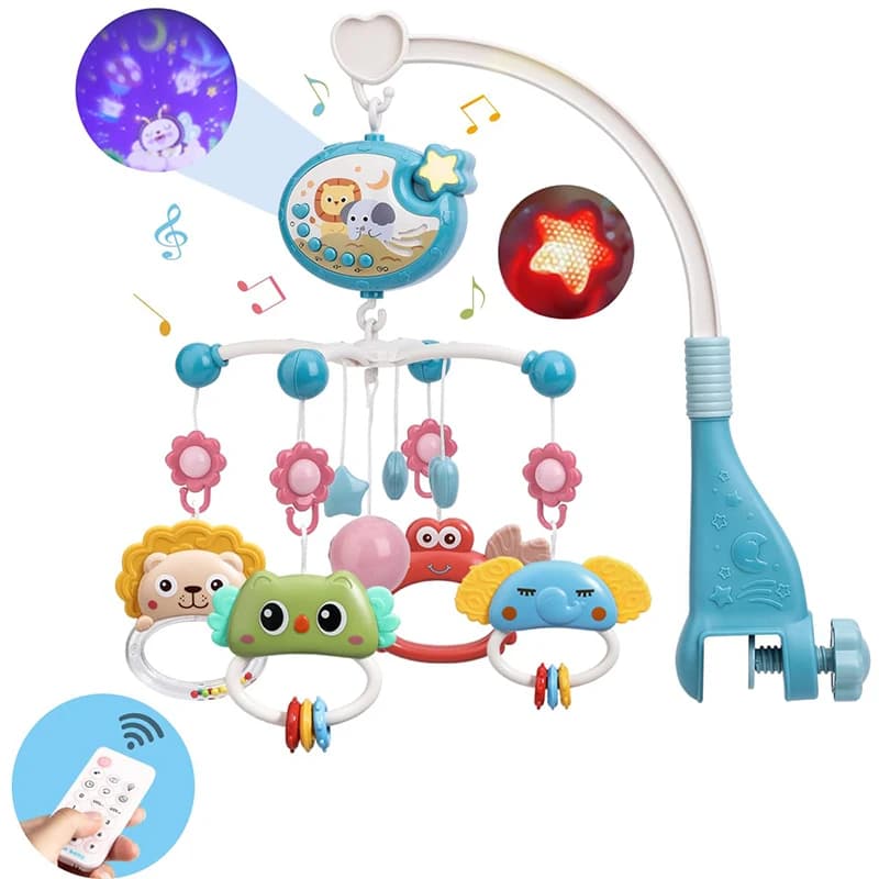 Musical Baby Crib Mobile with Lights Music Projection for Infants Remote Control Crib Toys for Newborn Baby Mobile for Cribs