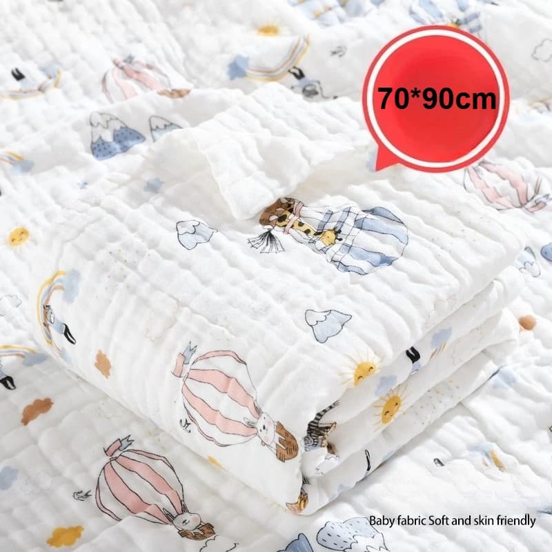 New Breathable Newborn Baby Cotton Six-layer Gauze Printed Muslin Swaddle Blanket Baby Bath Towel Soft & Comfortable 70*90cm