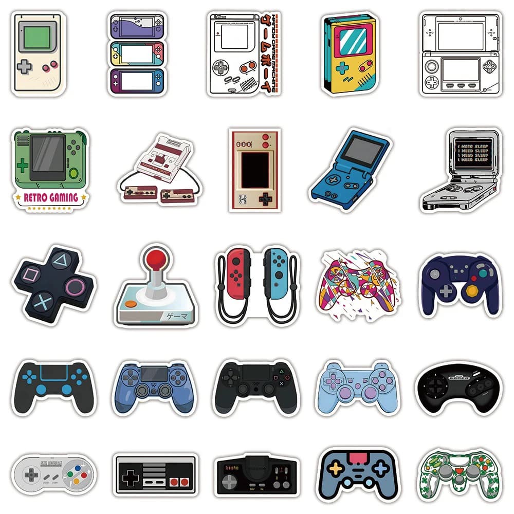 10/30/50pcs Cool Video Game Console Graffiti Stickers Waterproof DIY Skateboard Phone Helmet Guitar Cartoon Gamepad Decals Toys