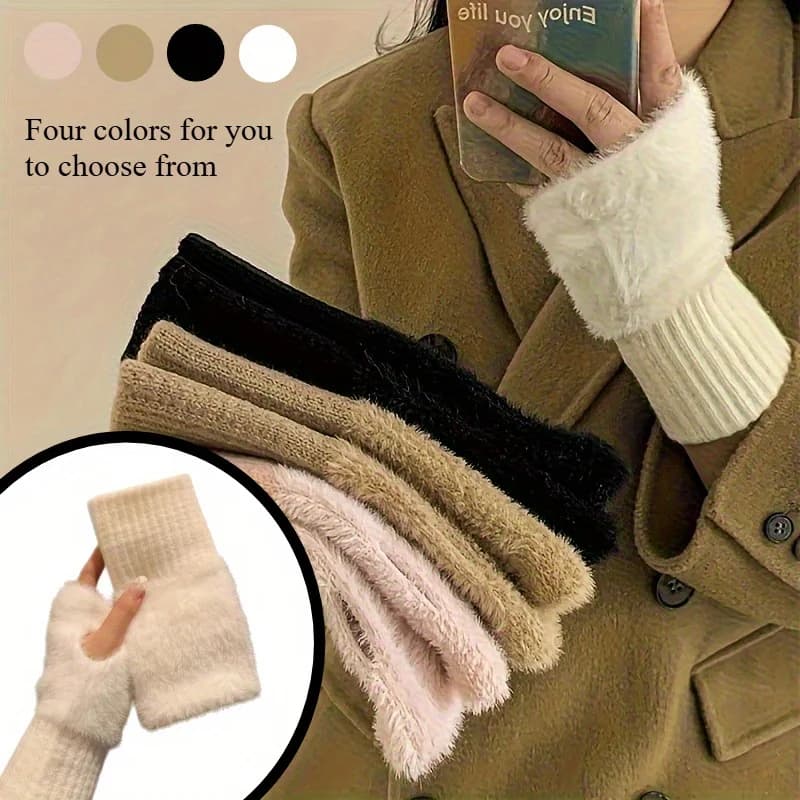 Hand Washable Fingerless Gloves for Women: Comfortable Soft Warm Design, Fashionable Winter Gloves for Cold Weather & Casual Use