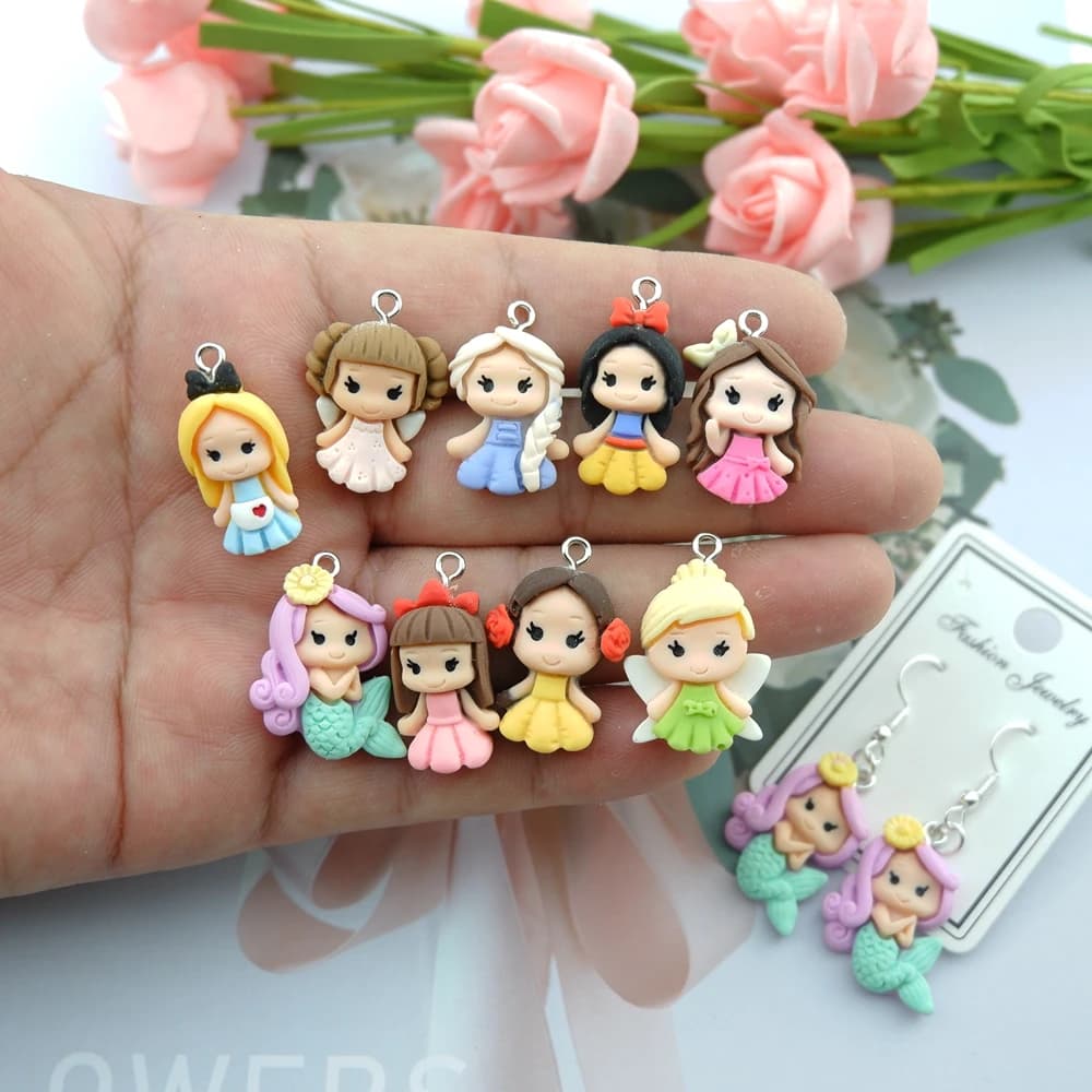 Cute Princess Charms For Bracelets Key Chain Earring Jewelry Making DIY Craft Pendants Handmade