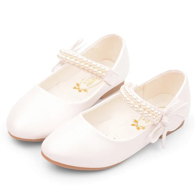 Girls White Mary Janes Shoes Flats From 3 To 12 Years Formal Dresses Girl Child Shoe Mori Girls' Flat Heel Princess Shoes Party
