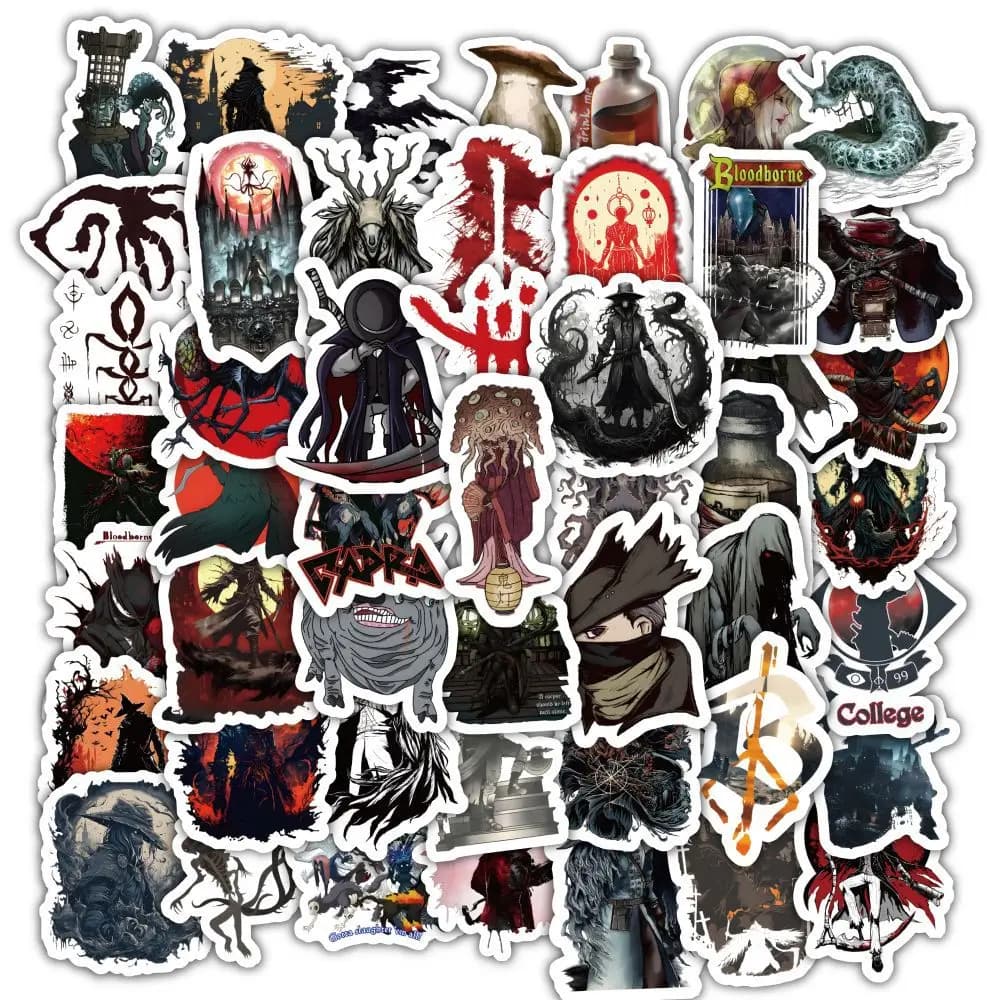 60Pcs/Set Game Bloodborne Grafiti Stickers Creative Phone Case Laptop Notebook Skateboard Guitar DIY Decorative Adhesive Sticker